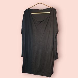Peruvian Connection Black Long Sleeve Pima Cotton Tencel Tunic Sweater Dress 2